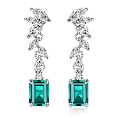 China CLASSIC Sterling Silver Emerald Sapphire Topaz Emerald Aquamarine Fashion Party Gemstone Solid 925 Long Drop Clip Earrings For Women for sale