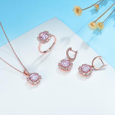 China CLASSIC Pink Paraiba Tourmaline Gemstones Rings For Women Solid 925 Sterling Silver Natural Opal Jewelry Set For Women for sale