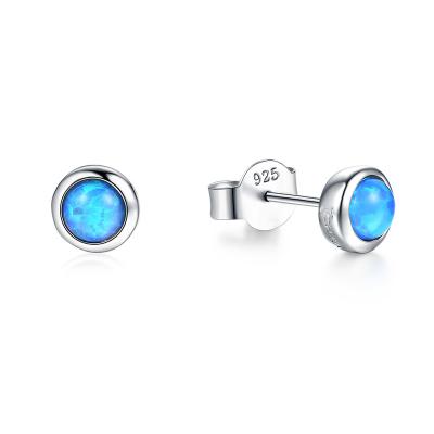 China Solid CLASSIC Gemstone Fashion Earrings 925 Sterling Silver Emerald Garnet Sapphire Topaz Blue Opal Stud Earrings For Women for sale