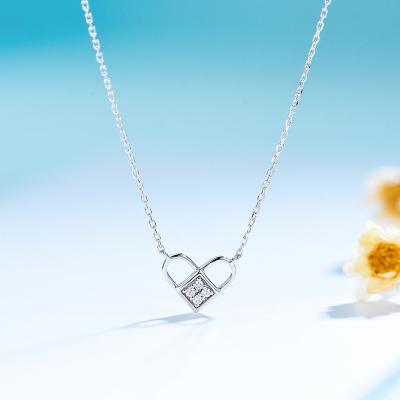 China TRENDY Custom Solid 10k White Gold Gift For Girls Fashion Jewelry 2021 Lab Grown Diamonds Gold Plated Jewelry Heart Pendant Necklace for sale