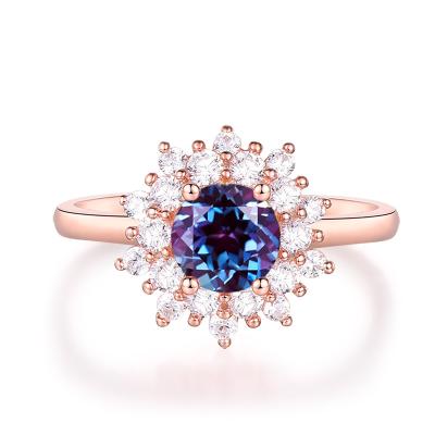 China Romantic Natural Alexandrite Gemstone Ring For Women Solid 925 Sterling Silver Ring Lab Developed Princess Cut Stone For Engagement Ring for sale