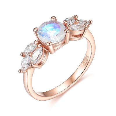 China Natural Magic Moonstone Ladies Engagement Rings Solid 925 Sterling Silver Weddings CLASSIC Fine Engagement Ring Jewelry For Women for sale