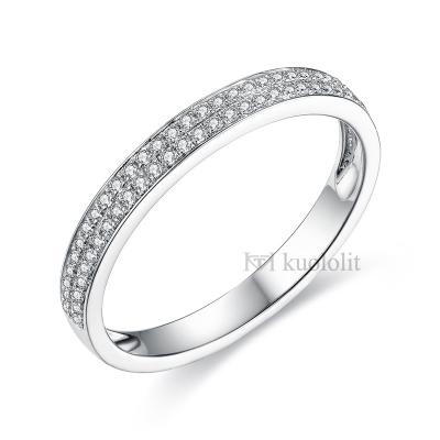 China CLASSIC Natural Diamonds 18K 14K 10K White Gold Rings For Women Fork Line 2 Set Matching Luxury Half Eternity Wedding Ring for sale