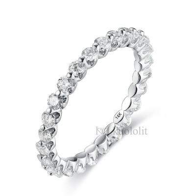 China KUOLOLIT 14k Solid Gold Lab CLASSIC White Diamonds Eternity Band Vintage Wedding Engagement Matching Eternity Band for sale