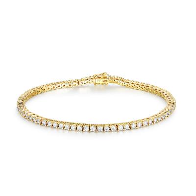 China CLASSIC Solid 14K Gold Lab Diamond Tennis Bracelets For Women Round 3.0mm Charm Bracelet For Romantic Engagement Party Gifts for sale