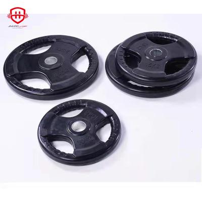 China NEW Universal PU Gym Three Holes Fitness Barbell Weight Plate for sale