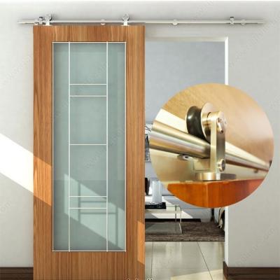 China Modern Wood Sliding Barn Door 304 Stainless Steel Track And Roller Hardware Assembly Kit for sale