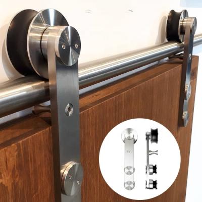 China Modern Glass Sliding Barn Door Fittings Stainless Steel Track Roller Hardware Device Set for sale