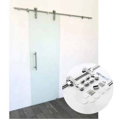 China Modern Stainless Steel Track And Roller Sliding Glass Barn Door Hardware for sale