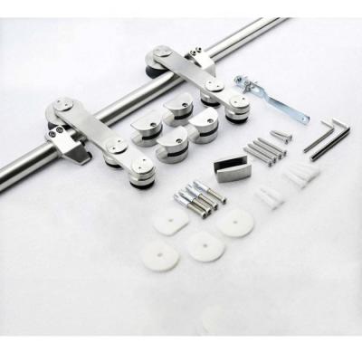 China Modern Barn Style Fitting Frameless Set Of 304 Stainless Steel Sliding Glass Door Hardware Systems for sale