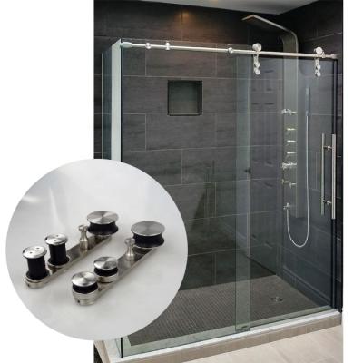 China Modern Glass Sliding Barn Door Stainless Steel Track Track Interior Hardware Device for sale