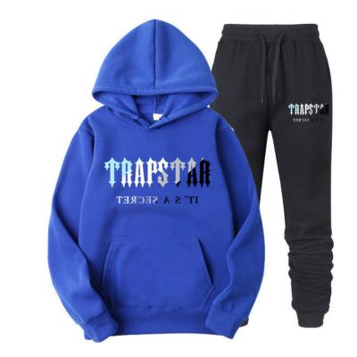 China Pullover Trapstar Tracksuit Brand Printed Men's Sport Blue Black Pink Hot Colors Two Loose Hoodies +Pants Piece Set Jogging Hooded Set for sale