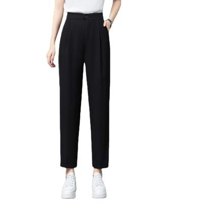 China hot summer 2021 Anti-wrinkle style factory price new ice silk straight pants loosen and slim black casual trousers for sale