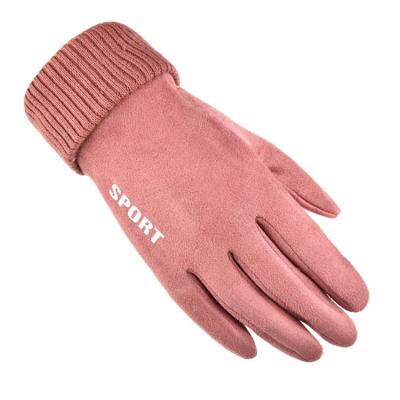 China New Fashion Women's Artificial Leather Suede Windproof Winter Leather Warm Women's Touch Screen Gloves for sale