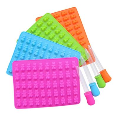 China Silicone Gummy Ice Cream Tray Jelly Molds Cake Candy Trays Silicone Bear Chocolate Mold Candy Maker with Rubber Dropper Chocolate Maker for sale