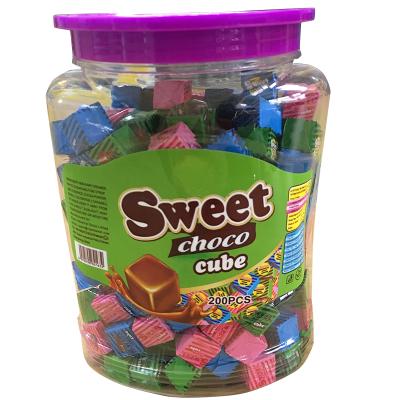 China 200pcs choco normal sweet cube in jar for sale