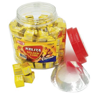 China 100PCS KELITA Natural GOLDEN CUBE candy milo soft milk chocolate hard candy cube in jars for sale