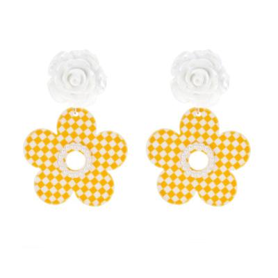 China 2019 NEW ALLOY three-layer three-layer temperament three-dimensional painting earrings women's elegant flower earrings for sale