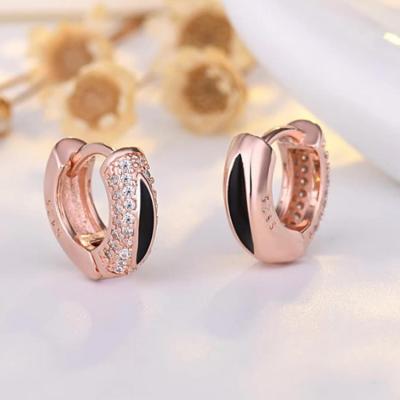 China ALLOY Diamond Earrings Korean fashion trendy earrings flexible temperament rose gold earrings female anti allergy for sale