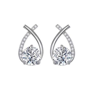 China New xiaoxiangfeng ALLOY advanced korean net red temperament earrings female cross zircon 925 silver needle earrings wholesale for sale