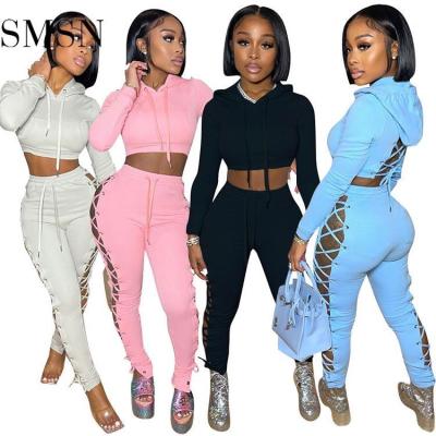 China Wholesale Solid Casual Long Sleeve Top Anti-pilling Women Two Piece Set Clothing 2020 Pants Set Women 2 Piece Jogging Outfit Set for sale