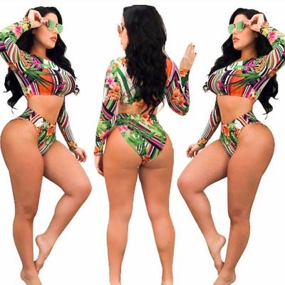 China 2021 Summer Breathable 2 Piece Swimsuit Ladies Swimwear Women's Floral Print Bikinis Swimwear Fashionable Swimming Sets for sale