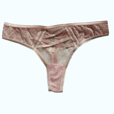 China New Embroidered Antibacterial Design Lace Up Thong Women's Panties Hot Underwear Brief Panties for sale