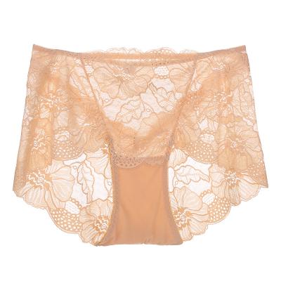 China Antibacterial Soft Transparent High-cut Lace Breathable Women Briefs High Waist Young Ladies Panties for sale