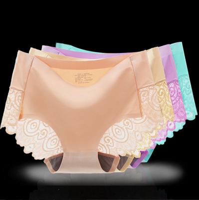 China Antibacterial Transparent Ultrathin Briefs Embroidered Patterned Lace Panties For Women for sale