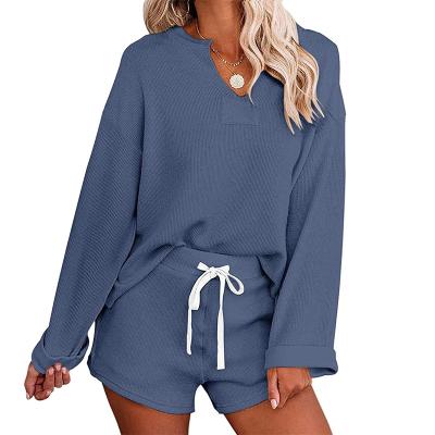 China Hot Selling QUICK DRY Sellers Plain Dyed Solid Women Set Long Sleeve Top And Shorts Tracksuit for sale