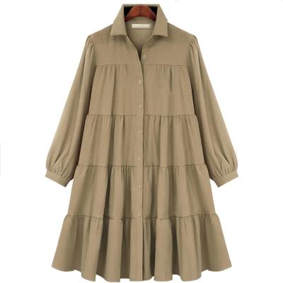 China High Quality Anti-static Collar Shirt Dress Long Sleeve Dress Style Fashion Casual Shirt Dress for sale