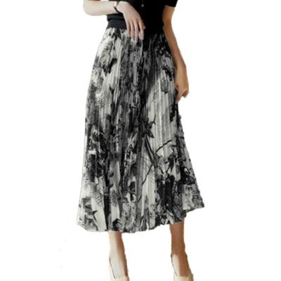 China New Arrival Anti-static High Quality Elegant Skirt Women Long Knit Pleated Long Skirt Knit Pleated Skirt for sale