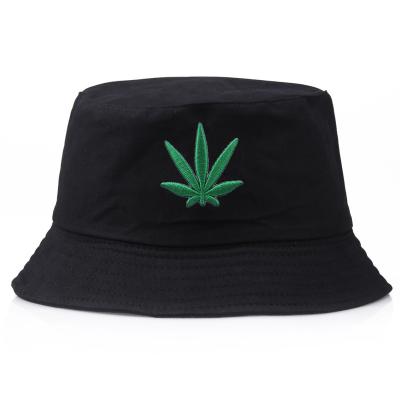 China breathable & Custom Leaves Embroidery Waterproof Logo Cotton Wide Brim Adult Fisherman Plain Bucket Hat for sale