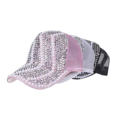 China Rhinestone Diamond Baseball Caps Mesh Cap Leisure Gorras Tennis Stage JOINT Sun Visor Shiny Adjustable Hats for sale