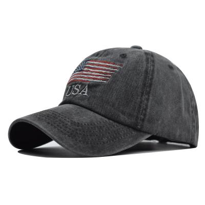 China JOINT Unisex Adult Baseball Cap USA American Flag 3D Embroidered Adjustable Trump Hat for sale