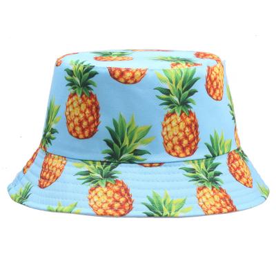 China breathable & Wholesale Double-Sided Waterproof Bucket Hat Bucket Hat Pineapple Printing Outdoor Sun Protection Spring And Summer Fisherman Hat for sale