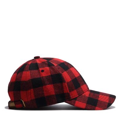 China breathable & Waterproof Cotton Black And Red Plaid Peaked Hat Mens Korean Hat Baseball Cap for sale