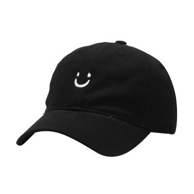 China breathable & Waterproof Six Page Soft Top Smile Face Embroidered Baseball Caps for sale