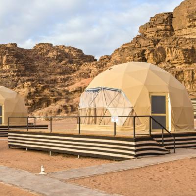 China Flame Redartant/UV-resistant/Water make factory price geodesic hotel top quality pvc fabric luxury glamping camping dome tent for resort with beach desert jungle heavy duty garden for sale