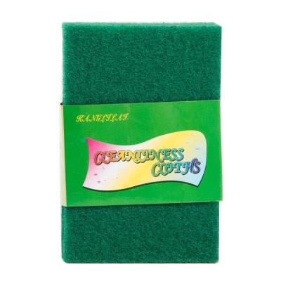 China Sustainable Cheap Price Polyester Material Power Cleaning Non Scratch Kitchen Green Hard Scouring Pad for sale