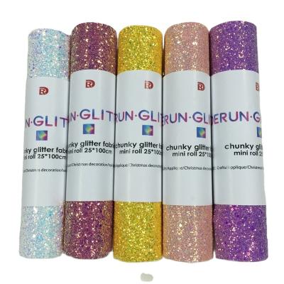 China Waterproof Hair Bows Making Material Glitter Fabric Sheet, Chunky Glitter Fabric Mini Roll for sale