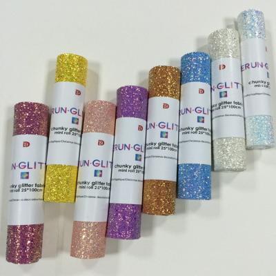 China New Waterproof Chunky Glitter Fabric Sheet, Chunky Glitter Fabric Mini Roll for making crafts, bows and earrings for sale