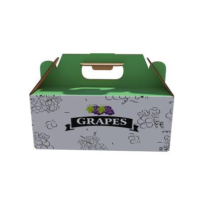 China Recyclable Custom Printed Design Red Grape Fruit Box With Handle Green Grapefruit Box Grapefruit Paper Packaging Corrugated Box for sale