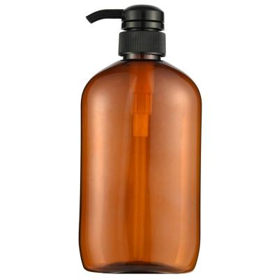 China Hot Selling 500ml Personal Care Empty Amber Lotion Pump Bottles Cosmetic Soap Gel Containers And Crew-up Pump for sale