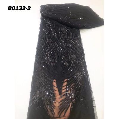 China Viable Clothing Accessories Cool Girls Dress Lace Fabrics Black African Tulle Lace Fabric French Net Sparkle Sequins for sale