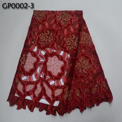 China 2019 viable double organza stones embroidery lace fabric high quality fuchsia organza lace fabrics for sale