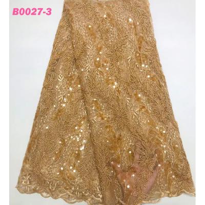 China Newest Viable African Net Sequin Lace Fabric 5 Yards Embroidery French Sequined Wedding Lace Fabric For Dress for sale