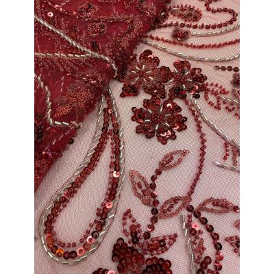 China African Wedding Dress Fabric Luxury Embroidery Lace Fabrics 2021 Nigerian Sequins And Beaded Fabric for sale