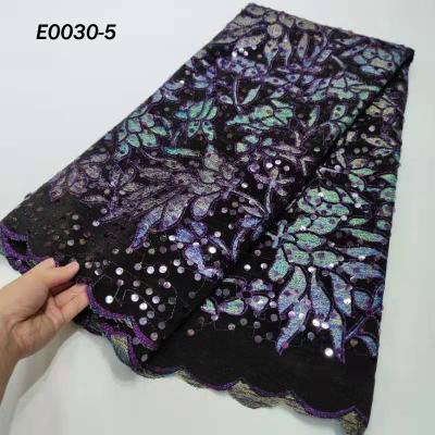 China Guangzhou viable felicia color purple women dress shiny sequin density velvet lace fabric textile order velvet lace fabrics for sale