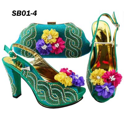 China Durable African Style Ladies Shoes And Bags Set Canton Teal Evening Clutch Bag To Match Stylish Shoes for sale